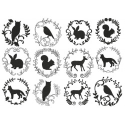 Stickserie - Waldtiere Silhouette